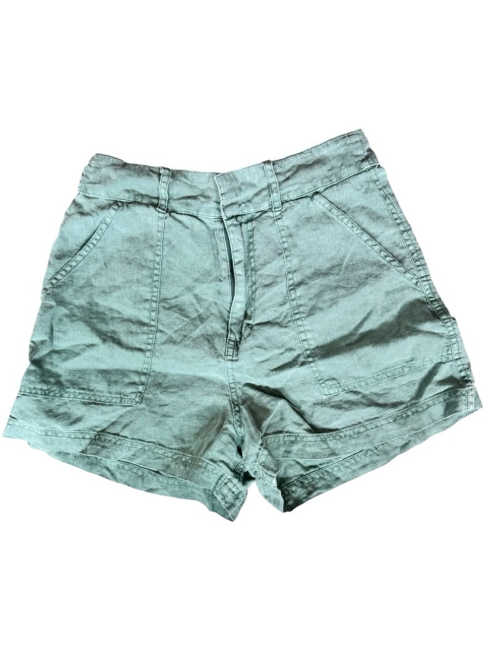 Guess Sage Green Linen Shorts High Rise Minimalist Coastal Grandma Summer Small